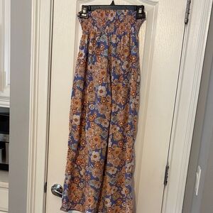 Sienna Sky Floral Wide Leg Pants - Blue and Orange